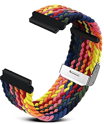 RoYiio Gewebtes Nylon Armband für Anstoßbreite 22mm, Bequem und Atmungsaktiv, mit Schnellverschluss, Nylonband für Damen und Herren - Buntes N