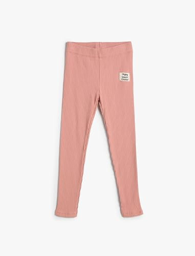 Koton Basic Leggings Ribbed Cotton Elastic Waistband, Collant Bambina, Rosa Rose,