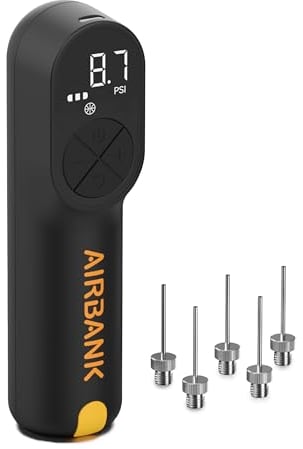 AIRBANK Elektrische Ballpumpe MAKO, 4000mAh Basketballpumpe, 20PSI Schnelle Intelligente Luftpumpe zum Aufblasen & Ablassen mit Genauem Druckmessgerät für Fußball, Volleyball, Basketball, Ballons