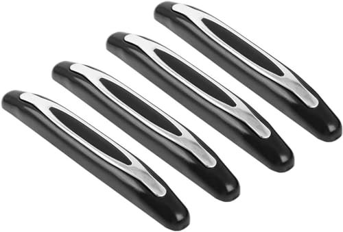 4pcs Car Side Door Handle Bowl Edge Protection Strips. 11.1x1.7cm Car SUV GM Door Sill Protector Edge Trunk Bumper Anti Scratch Scuff Guard Sticker Cover Strip for Car Rubber Black, Silver Tone