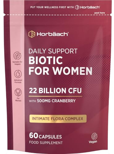 Intimate Flora for Women | 22 Billion CFU with Cranberry & Inulin | Bio Cultures Complex for Women's Intimate Flora | 60 Vegan Capsules | by Horbaach