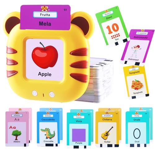 CUTEEEE Italienisch sprechende Lernkarten, Lernspiele für Kinder im Alter von 1 2 3 4 5 6 Jahren, elektronische Lernkarten als Geschenk, interaktives Lernspielzeug