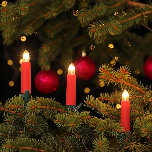 CLGarden Premium NARVA Kerzen Lichterkette für Weihnachtsbaum 30 Schaftkerzen warmweiß 17,4m beleuchtete Länge Weihnachtsbeleuchtung mit 3 Ersatzkerzen innen Handgefertigt in Deutschland