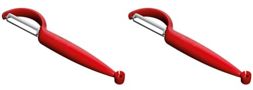 Silit Pelaro Sparschäler 21 cm, Tomaten-/ Gemüseschäler rot, Edelstahl rostfrei, spülmaschinengeeignet (Packung mit 2)