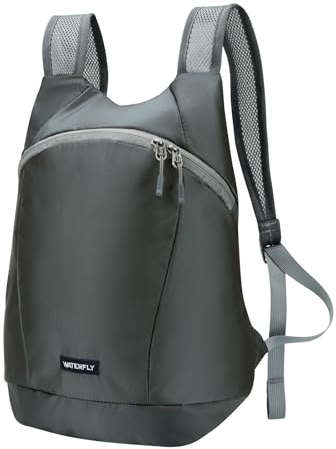 WATERFLY Faltbarer Rucksack Klein 15L: Ultraleicht Wanderrucksack Packable Tagesrucksack Sportliche Backpack Lightweight Daypack für Wandern Fahrrad Outdoor Trekking Herren Damen
