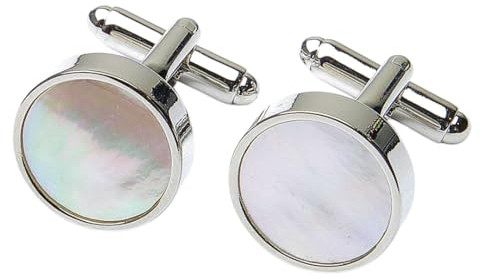 Manschettenknöpfe Perlmutt | Manschettenknöpfe für Herren | Geschenk Hochzeit Perle | Geschenk für Männer Geburtstag Schmuck Edelstahl | Businesshemd Design Silber, Unique, Messing, Feueropal