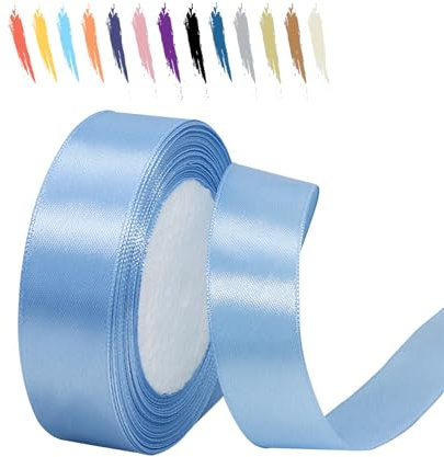 Wasserblau 25mm Satinband 23 Meter, Polyesterband, verschönern Sie Ihre Bastelarbeiten und Feiern, ideal für Geschenkverpackungen, Dekorationen, Hochzeitsautoband, Bänder zum Basteln
