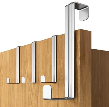4smile Türhaken zum Einhängen, 4er Set - Edelstahl Kleiderhaken für Tür oder Schrank, vielseitige Haken zum Einhängen - Türgarderobe mit hoher Tragkraft, stabile Türhakenleiste