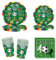 Oirigaga Fussball Partygeschirr Set, 80pcs Pappgeschirr mit Pappteller Pappbecher Servietten Grün Papier Teller und Becher, Fußball Party Deko Geschirr Tischdeko Geburtstagsdeko Zubehör für 20 Gäste