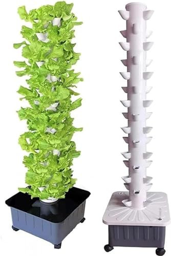 QXHDPYMXZ Juego Torre Hidropónica 15 Pisos Y 45 Orificios, Sistema de Cultivo hidropónico de Invernadero de Granja, Sistema de Cultivo Acuapónico, Torre Vertical con Bomba Y Tanque De Agua Móvil