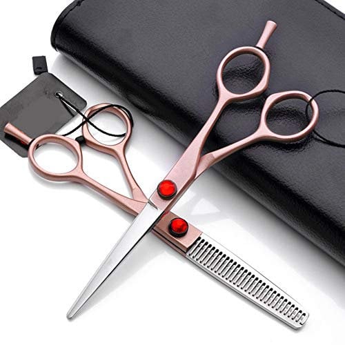 Steel 6 Rose Gold Hairdressing Scissors Barber Scissors Thinning Shears Hairdressing Scissors Set, Rose Gold, 6 (Rose Gold 6)