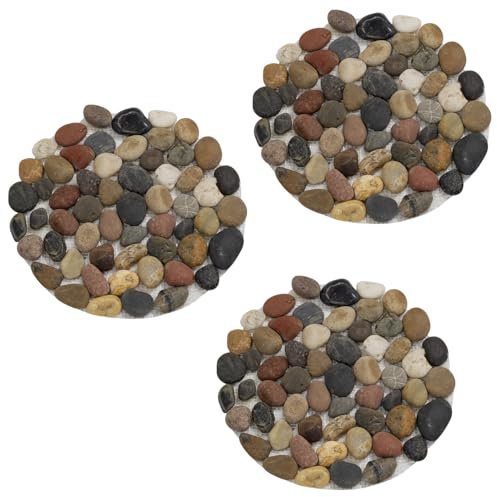 Woodside 33cm Garden Pathway Round Stepping Stones, Decorative Outdoor Path, Natural Pebble Design, Pack of 3