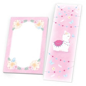 8 Lesezeichen + 8 Mini-Notizblöcke je 25 Blätter DIN A7 Set Motiv Lama Tier Kamel Alpaka Gastgeschenk Mitgebsel zum Kindergeburtstag Motto-Party Fest Feier Event Reise Kindergarten Mädchen