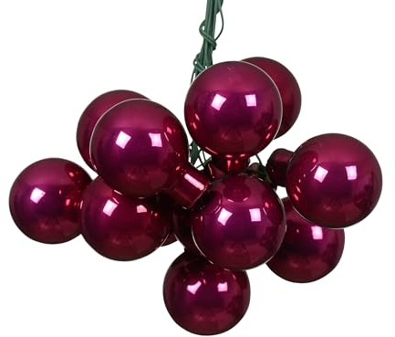 Kaemingk Weihnachtskugeln am Draht Glas 2cm x 12 Stück Spiegelbeeren glänzend - kleine Dekokugeln - Christbaumschmuck & Weihnachtsdeko - Beere - Granatapfel