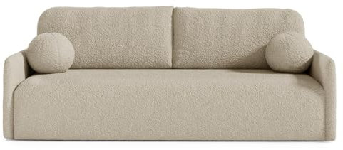 Sofa mit Schlaffunktion - Sofa 3 Sitzer - Couch mit Schlaffunktion und Bettkasten - Schlafsofa mit Bettkasten - Wohnzmmer Couch STYLO (Beige)