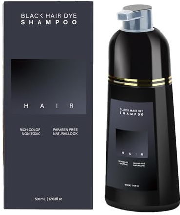 Schwarz Haarfärbeshampoo für graues Haar Sofort-Haarfarben-Shampoo Haarfärbemittel Haarfärbung in Minuten Hair Color Shampoo Natürliche und langanhaltende Farbe 500ml