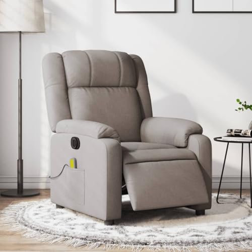 Homgoday Massagesessel Elektrisch Fernsehsessel Relaxsessel Massagesessel mit Liegefunktion Verstellbar Sessel TV Sessel Wohnzimmer Taupe Stoff