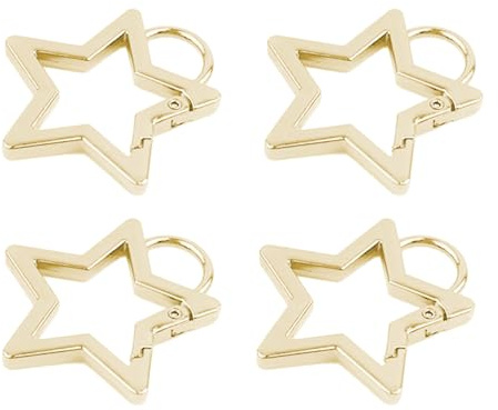 MiOYOOW Portachiavi, 4 Pezzi Gancio Chiavi in Metallo a Forma di Stella, Moschettone con Anello per Campeggio Escursionismo Pesca DIY