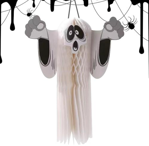 Fantasma de Halloween, decoración de fantasma de Halloween,Fantasma de papel de seda - Decoraciones de Halloween fantasma de papel tridimensional para colgar para puerta de entrada, porche