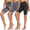 TNNZEET 3er Pack Radlerhose Damen High Waist Shorts Kurze Sporthose Blickdicht Sommer Leggings Unter Kleider für Sport Yoga,Schwarz/Dunkelgrau/Bedruckter Tie-Dye,XXL