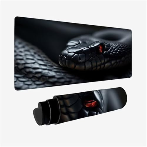 Gaming Mauspad Schwarz Mauspad,Schlange Mousepad XXL 700x300x3mm,Wasserdicht Anti-Rutsch Schreibtischunterlage mit Kantenschutz,Verbessert Präzision und Geschwindigkeit,Gaming-Mauspads für PC Q1-700