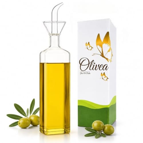 GP Group OLIVEA Aceitera Cristal Antigoteo 500ml – Botella Vidrio Borosilicato Premium con Dosificador – Dispensador de Aceite para Cocina y Mesa – Ideal para AOVE, Vinagre y Salsas
