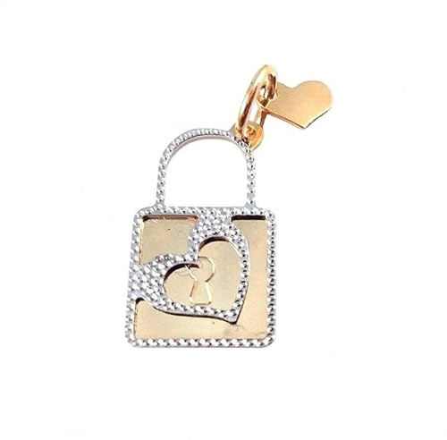 Generico CIONDOLO LUCCHETTO CUORE IN ORO GIALLO BIANCO 18 KT +COLLANA OMAGGIO