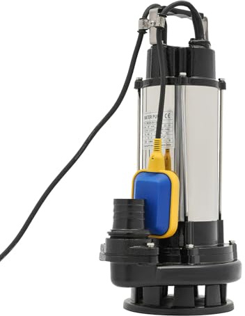Pompa per acqua sporca - 1500 W, 36000 L/H, pompa immersione, con interruttore a galleggiante, in acciaio inox, pompa per feci con interruttore a galleggiante, facile da usare