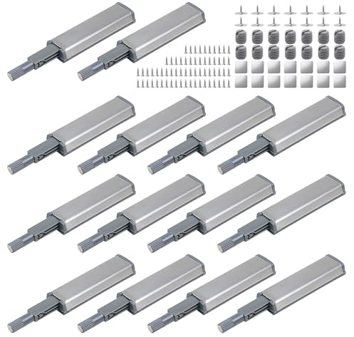 14 Pcs Push to Open Door Catches, Magnetic Door Catch with Spring-Loaded Plunger – No Handle Required, Quiet Push to Open Cabinet Latch for Kitchen Cabinets, Wardrobes & Furniture