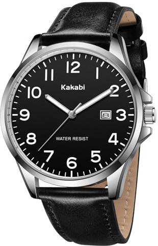 Timever Herren Uhr mit Lederarmband Analog Armbanduhr wasserdichte Quarzuhr | Klassische Herrenuhr 3 ATM Wasserdicht Große Ziffern gut ablesbar Armbanduhr Alltag Arbeit Freizeit Geschenk Männer Klassisch