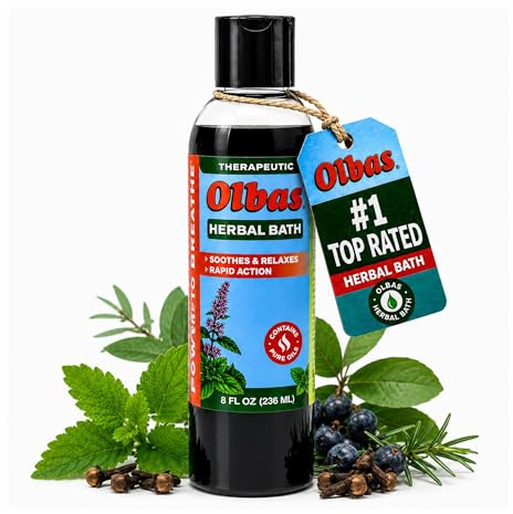 Olbas Herbal Bath 1 Pack, 8 fl oz (236 ml) Sore Muscle Bath Soak & Natural Muscle Relaxer Bath, Each Aromatic Swiss Formula with Essential Oils & Chlorophyll, Relaxing Bubble Bath for Men