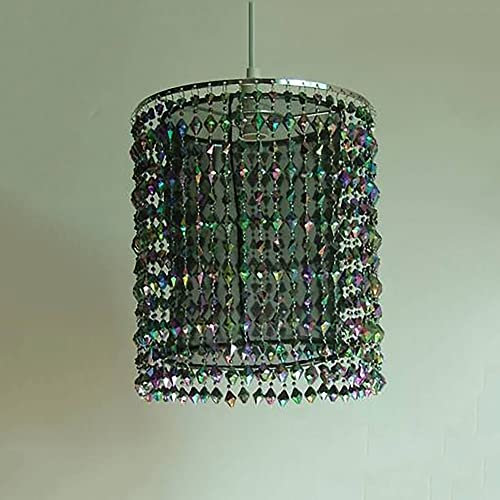 ARABIAN NIGHTS schwarz - Trendiger Leuchtenschirm mit Kunststoff-Perlen und Organzastoff schwarz, Dekoration