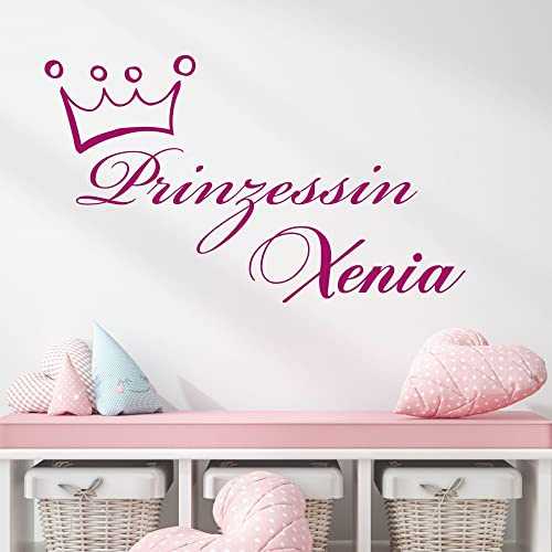 GRAZDesign Wandtattoo Kinderzimmer Mädchen Name Prinzessin | Wandaufkleber Babyzimmer Deko Schmetterlinge, personalisierte Geschenke Baby, 49x30cm, 042 flieder