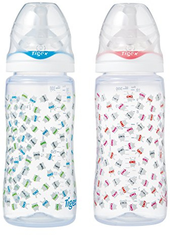 Tigex Intuition Biberon Ouverture Large Premier Âge en Silicone 300 ml Pour 0-6 Mois