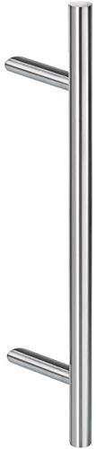 Gedotec Haustürbeschlag Edelstahl Türbeschlag Rund Stoßgriff gekröpft 45° - Modell H8010 | Lange 600 mm | Lochabstand 400 mm | Stangen Ø 30 mm | 1 Stück Haustürgriff mit Befestigungsmaterial
