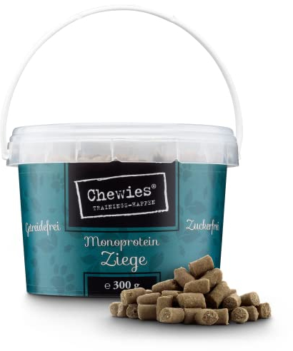 Chewies Trainingshappen Ziege - Monoprotein Snack für Hunde - 300 g - getreidefrei & zuckerfrei - Softe Leckerlies fürs Hundetraining - hypoallergen