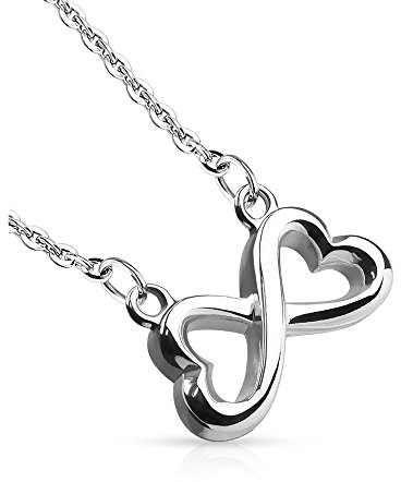 Bungsa silber Edelstahl Halskette Infinity Unendlichkeitszeichen Symbol Anhänger Kettenanhänger Pendant Damen (Kettenanhänger Pendant Anhänger Charm Beads Chirurgenstahl Damen Herren Schmuck)
