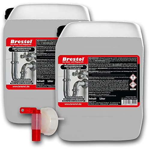 Brestol Déboucheur de canalisations 10 litres avec robinet d'écoulement – Déboucheur de canalisations liquide sans écoulement des canalisations élimine le colmatage des tuyaux dans le système de