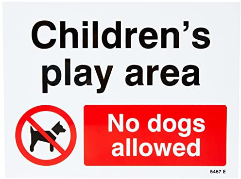 Caledonia Signs 15467E Children's Play Area No Dogs Allowed Sign, Rigid Plastic, 200 mm x 150 mm