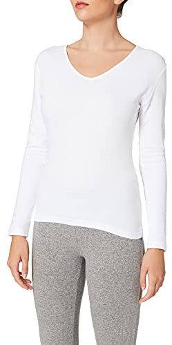 Playtex 100% Thermal cotton long sleeve T-shirt with double layer Women x1, White, S