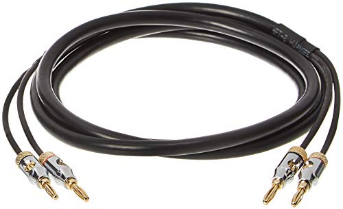 Amazon Basics Cable de altavoces 16 AWG con puntas de Conector tipo banana chapadas en oro (4 mm), CL2, 99,9 % libre de oxígeno, 1.8 m, Negro