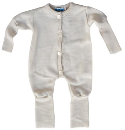 Reiff Baby Overall/Schlafanzug Frottee, 70% Merino-Schurwolle kbT. / 30% Seide (98/104, Natur)