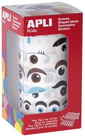 APLI Kids - 17613 - Rotolo di adesivi a forma di occhi, multicolore, assortiti