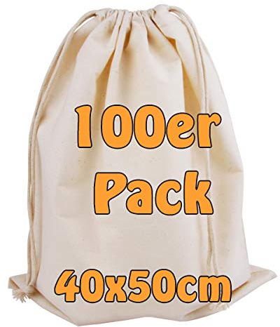 Cottonbagjoe Großer Baumwollbeutel 40x50 cm | Nachhaltiger Stoffbeutel mit Kordelzug | Ideal zur Aufbewahrung, Gestaltung und als Turnbeutel | Zero Waste Lösung
