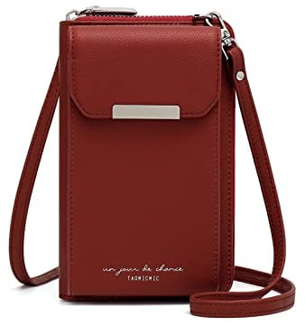 Katech Kleine Handy Umhängetasche Damen, Handytasche Zum Umhängen Damen Für Handy Unter 6,5 Zoll, Kleine Tasche Damen Crossbody Bag, Schultertasche Damen Aus PU Leder Passt Karten, Geld, Münzen, Rot