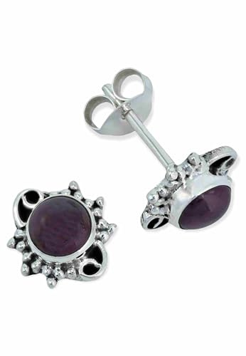 Ohrstecker 925 Silber Damen | echtes Silber, verschiedene echte Steine zur Auswahl, handarbeit aus Indien, im Geschenkbeutel