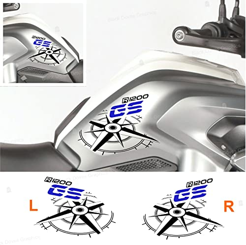 2 Stück Aufkleber kompatibel mit Moto R 1200 GS 2013-2016 LC Weiß Tank R1200 R1200GS (schwarz-blau)