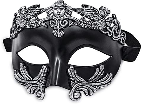 MYSEUNI Masque vénitien grec, romain pour homme - Argenté - Pour Halloween, Mardi Gras