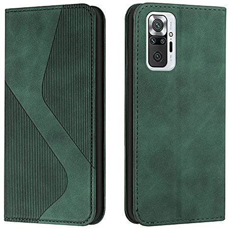 Mo-Somnus Kompatibel mit Xiaomi Redmi Note 10 Pro/Xiaomi Redmi Note 10 Pro Max Hülle, Magnet PU Leder Flip Wallet Case Tasche Handyhülle, Klappbar Schutzhülle Klapphülle mit [Kartenfächer] (Grün)