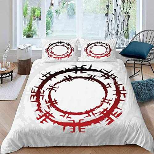 AOLIGL Bettwäsche Set 135x200 cm Wikinger Mythos Bettwäsche Kinder Mädchen Teens Hypoallergen 3 Stück Bettwäsche Skandinavien Mikrofaser Bettbezug mit Reißverschluss
